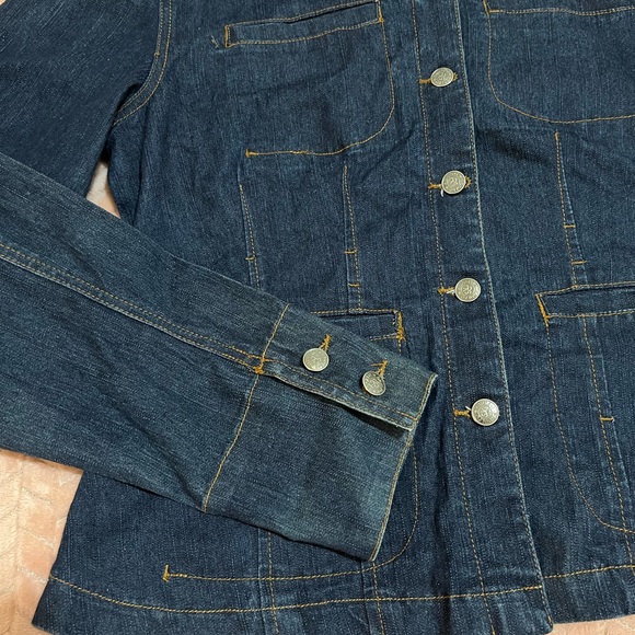 Adolfo Stretch Denim Jacket Blazer Dark Wash Womens Size XL - Picture 3 of 7